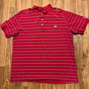 Vintage Masters Collection Polo Shirt Men XL Red Striped 60s Two Ply Golf Preppy